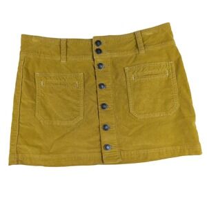 We The Free Women's Joanie Mustard Corduroy Button Down‎ Mini Skirt Size 29 Reg